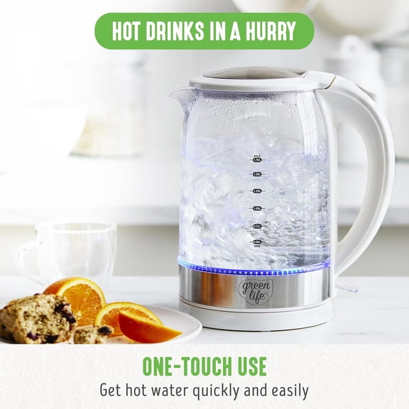 1.7L Glass Electric Kettle with LED Base, Auto Shut-Off, Cordless Design for Coffee and Tea
