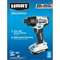 thumbnail image 3 of HART 20-Volt Cordless Impact Driver Kit, (1) 1.5Ah Lithium-Ion Battery, Hex Chuck, Gen 2, 3 of 18