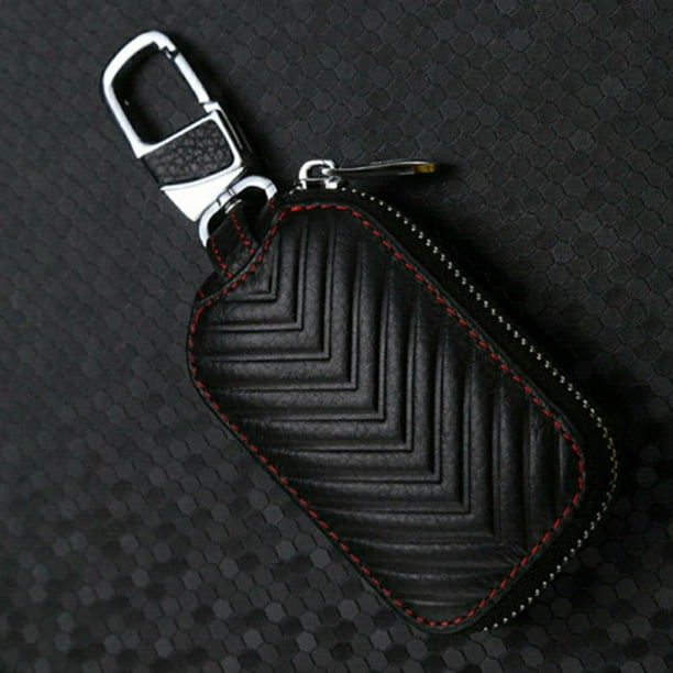 Funda para llavero de coche, funda de cuero con cremallera para llavero y mando a distancia