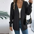 thumbnail image 4 of Tawop Woman's Cardigans Autumn Casual Solid Colour Skeleton Long Sleeve Sweater Cardigan Tops Black L, 4 of 7