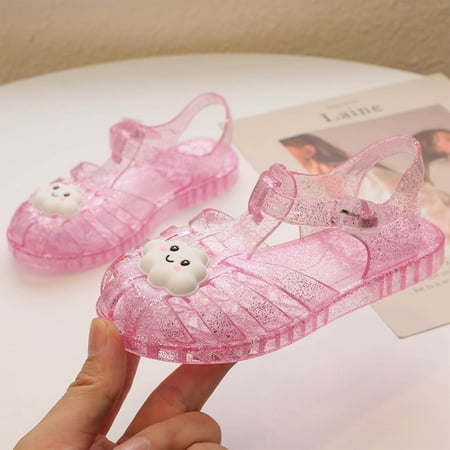 AUNVITO Kids Shoes Fashion Girls  Sandals Roman Shoes Soft Soled Jelly Princess Shoes Breathable Hollow Roman Beach Shoes Sandals