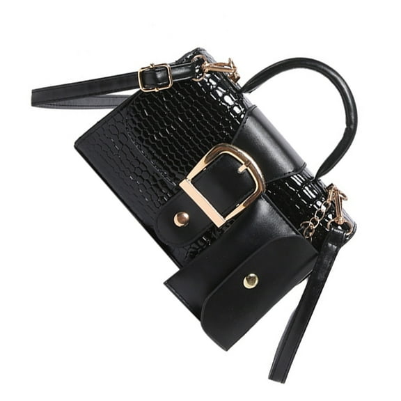 FENOHREFE Creative Alligator Embossed Crossbody and Handheld Bag Set PU Leather Shoulder Bags Handbag for Fashionable Ladies