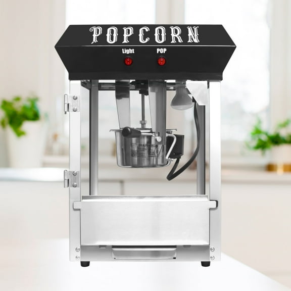 24cups Kaitu Bar Style Popcorn Machine, 6-Ounce Popcorn Maker Popper, Black
