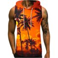 thumbnail image 2 of Cameland Men's Hooded Tank Top 3D Non Positioning Sunset Tree Print Sleeveless Head Drawstring Pocket Tank Top Casual T-Shirt Top, 2 of 5