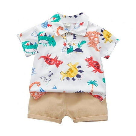 

Sunwukong Toddler Baby Boy Shorts Sets Outfit Infant Kid Short Sleeve Shirt Top+shorts Suits