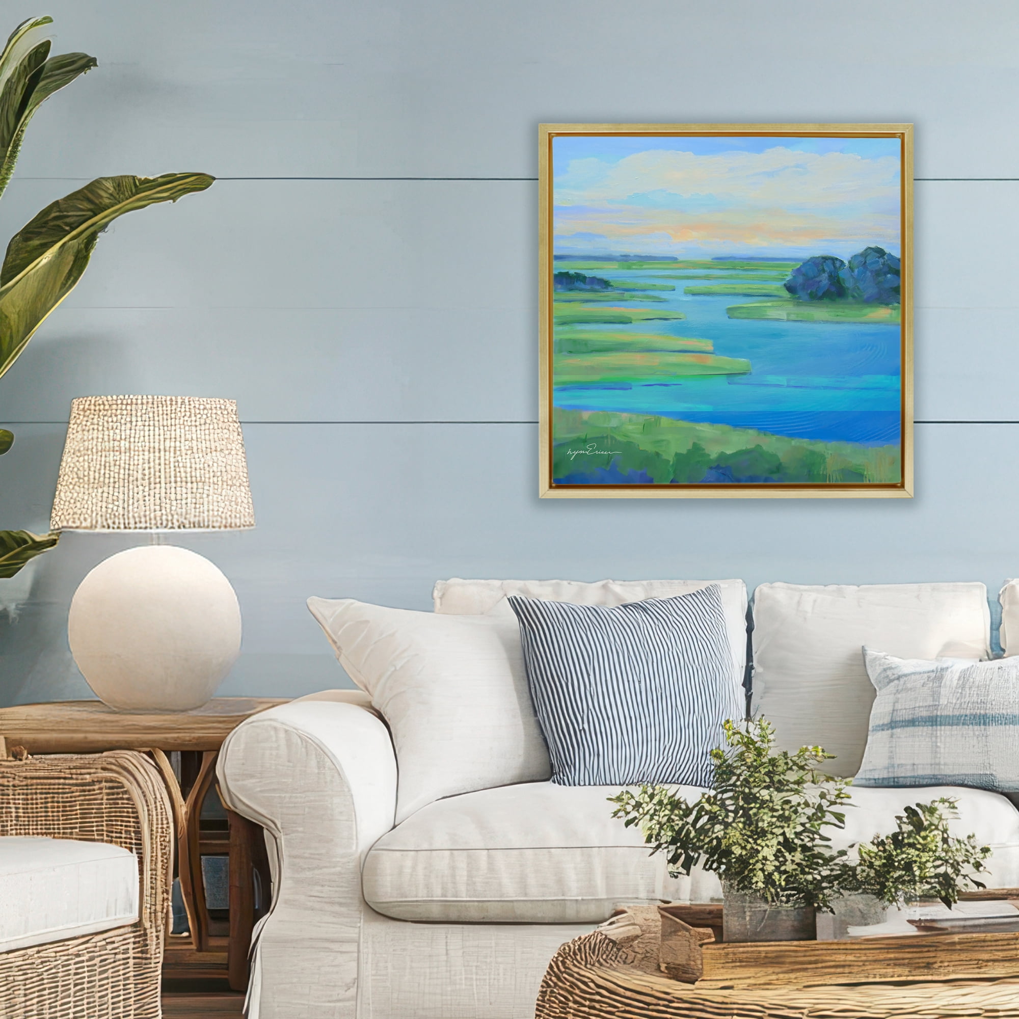 Stupell Industries Scenic Scarborough Marshes Gold Framed Floater Canvas Wall Art, design by Lynn Ericson Fine Art