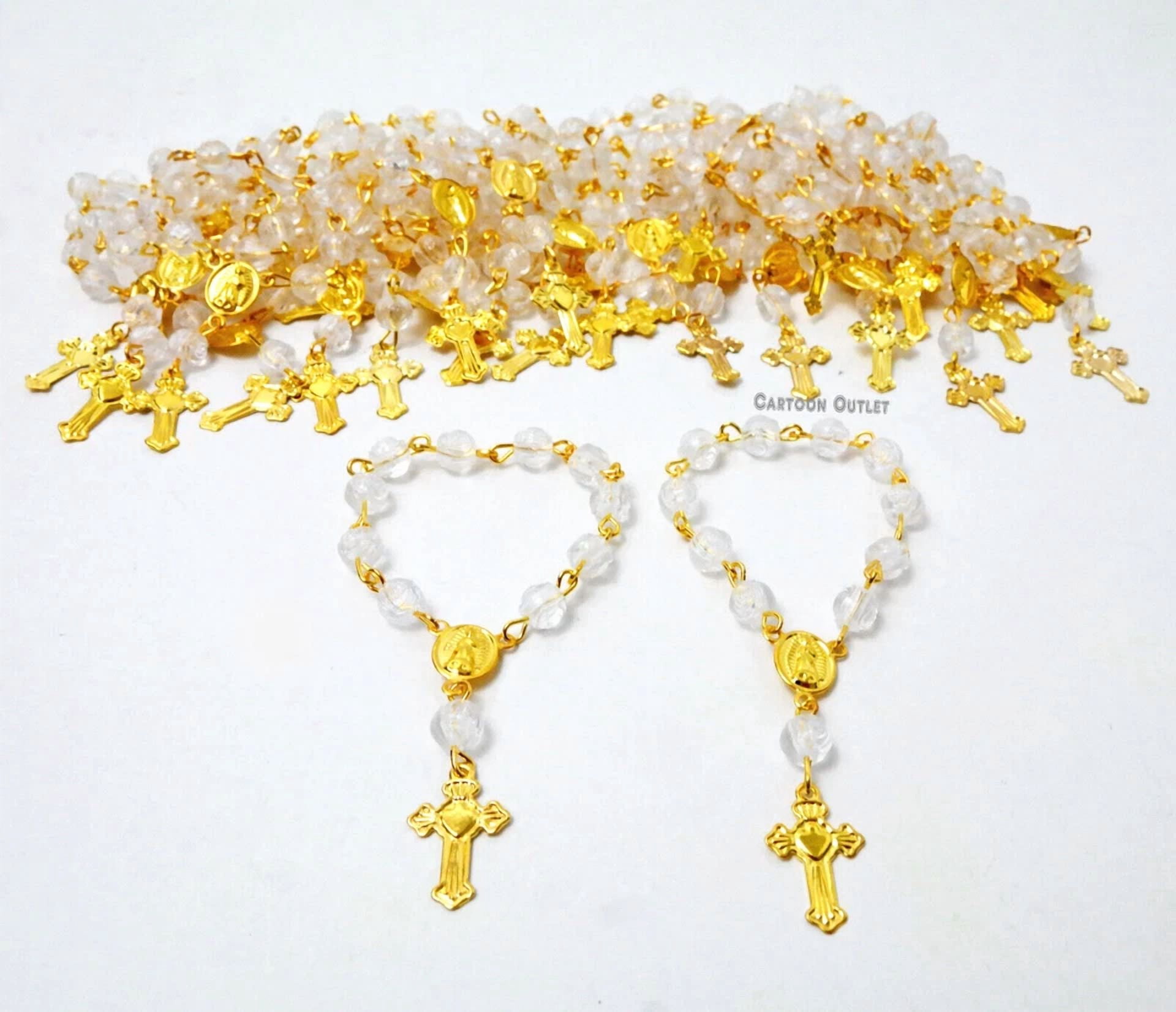 CIRCLE- 24 Baptism Mini Rosary Favors Communion Rosario Wedding Recuerdos Bautizo Boda