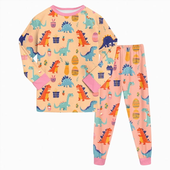Toddler & Kids Pajamas Set Cotton Seamless Snug fit Long Sleeve Loungewear Sleepwear Set 6-12 Months 12-24 Months 2t 3t 4t 5t 6t 7t 8t 9t Children(Pink,5-6 Years)