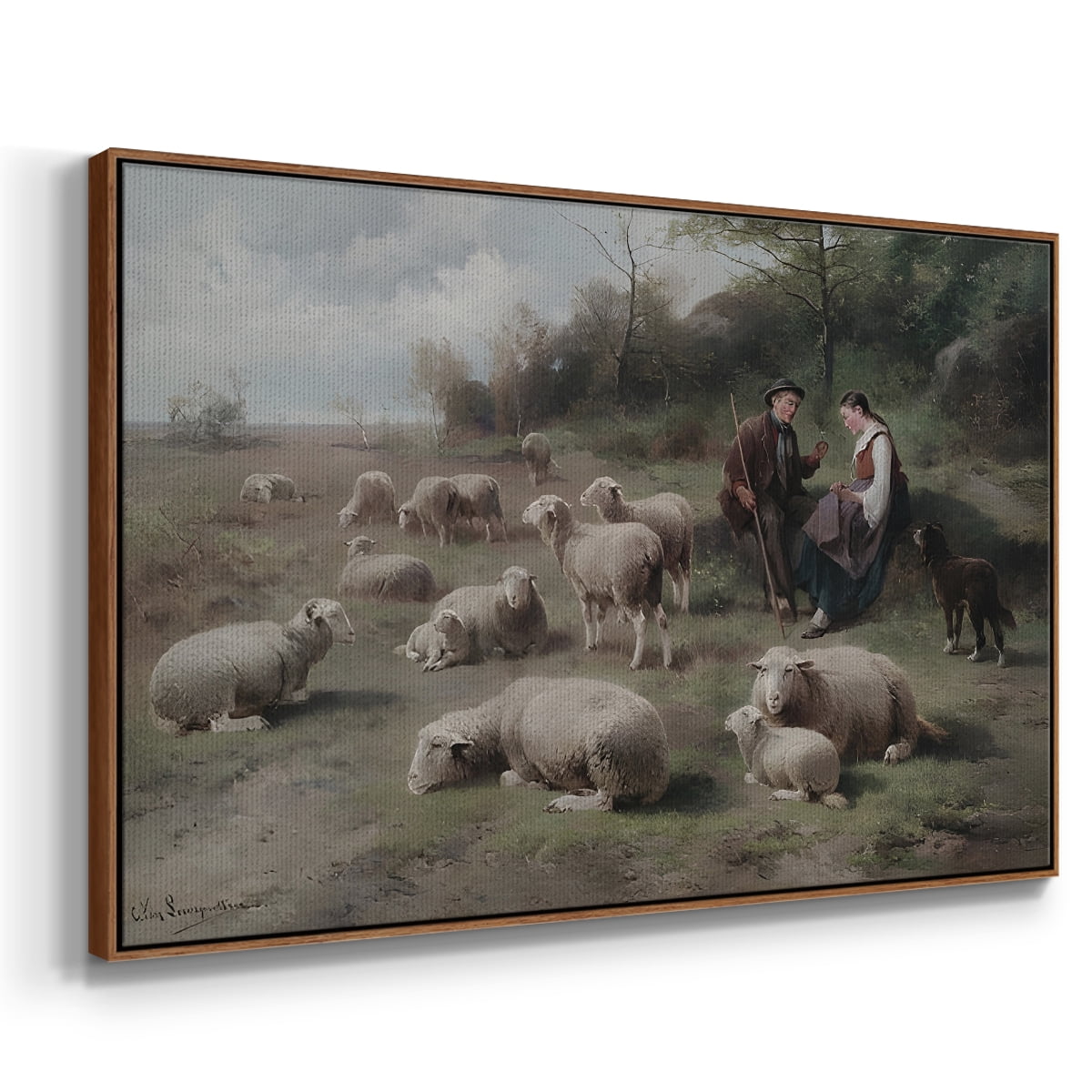 Vintage Landscape-CCLV By Wexford Home Framed in Walnut Wood Gallery Wrapped Canvas 27 in. x 41 in.
