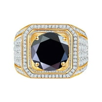 2ct D Color VVS1 Clarity Gold Moissanite Rings for Men Blue/Yellow/Green Moissanite Engagement Rings Round Cut 925 Sterling Silver Men's Diamond Rings with Certificate