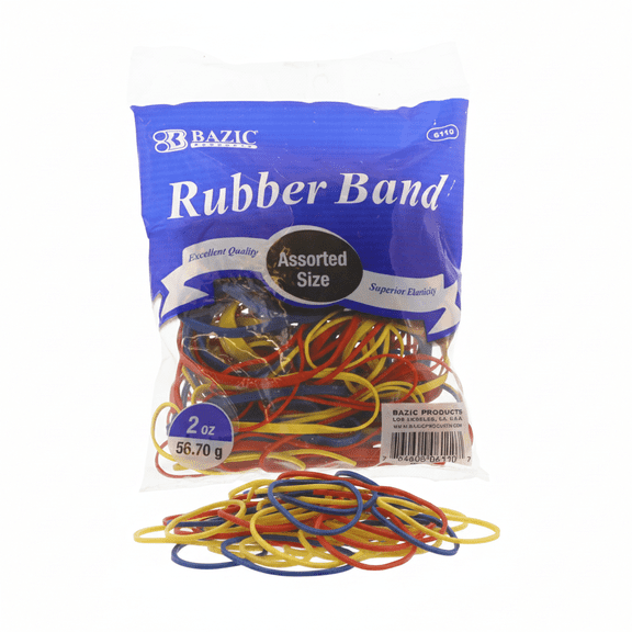 BAZIC Rubber Bands Assorted Sizes & Color, 2 Oz./ 56.70g, 1-Pack