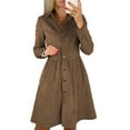 thumbnail image 1 of Frontwalk Autumn Loose Button-up Dress Women Corduroy Shirt Dress Casual Loose Tunic Dresses Buttons Swing Dress, 1 of 3