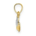 thumbnail image 2 of 14k Yellow Gold White Rhodium Textured Polished Finish Cowboy Hat Charm Pendant, 2 of 3
