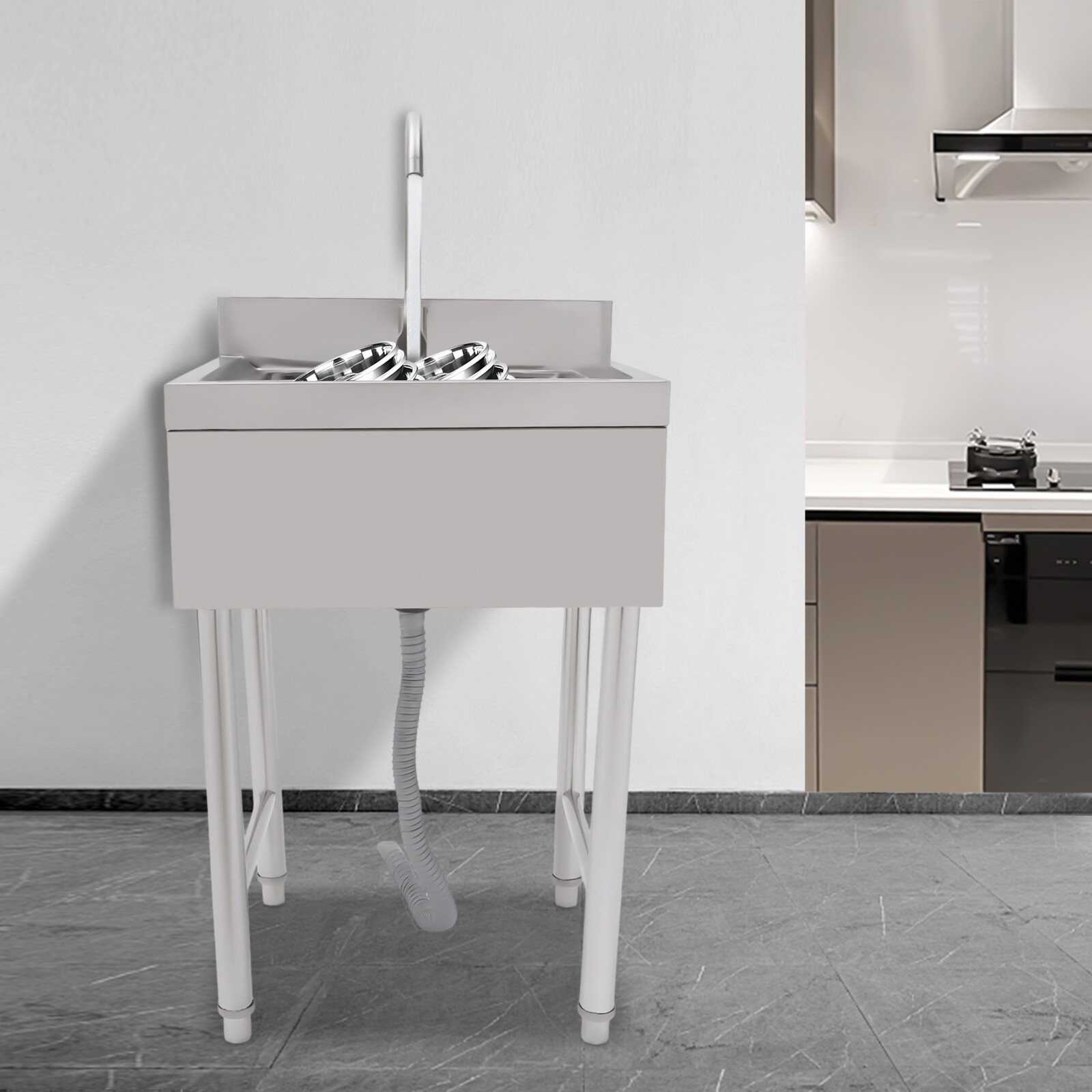 NEW Stainless Steel Kitchen SinkCommercial Utility Sink  1 Compartment w/ Faucet