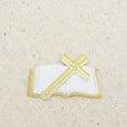 thumbnail image 2 of Gold/White Holy Bible with Cross - Iron on Applique/Embroidered Patch, 2 of 2