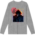 thumbnail image 4 of It Chapter 2 Pennywise Time To Float Adult Heather Gray Crew Neck Long Sleeve Tee-Small, 4 of 6