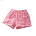 thumbnail image 2 of Liyamei Girls Distressed Denim Shorts with Elastic Waist for Summer Size 2-14,Pink, 2 of 4