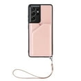 thumbnail image 2 of Elehold Lanyard Wallet Case for Samsung  S21 Ultra 6.8 inch Max Premium vegan leather with Wrist Strap,Shockproof Magnetic Buckle Flip Kickstand Credit Card Slots Anti-Scratch Protective Case,Rosegold, 2 of 6