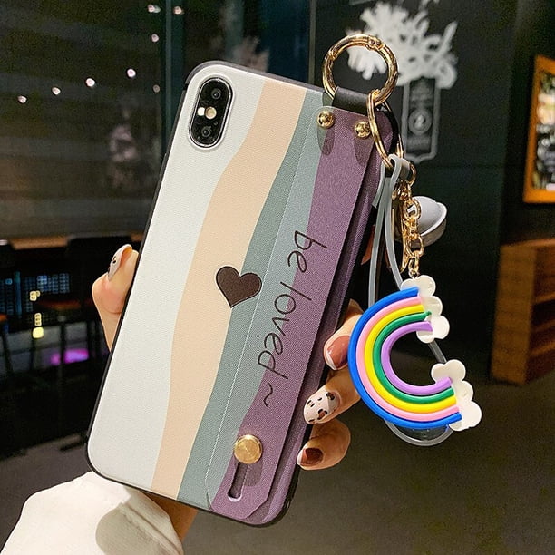 Funda con soporte de teléfono para Samsung galaxy S21 Ultra S20 FE S8 S9 S10 S20 plus NOTE 9 10 20, funda de TPU colgante con correa para la muñeca, 10x qym unisex