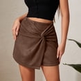 thumbnail image 5 of Sentmoon Leather Skirt High Waisted Solid Color Spring Athletic Skirts Women Skort Hawaiian Accessories for Women Delightful for Beach and Vacation Outfits Brown M, 5 of 9