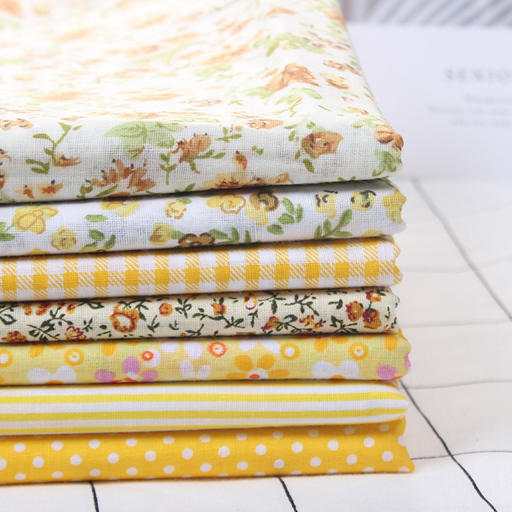 OTVIAP 3 Types 7pcs 50*50cm Cotton Fabric DIY Assorted Squares PreCut