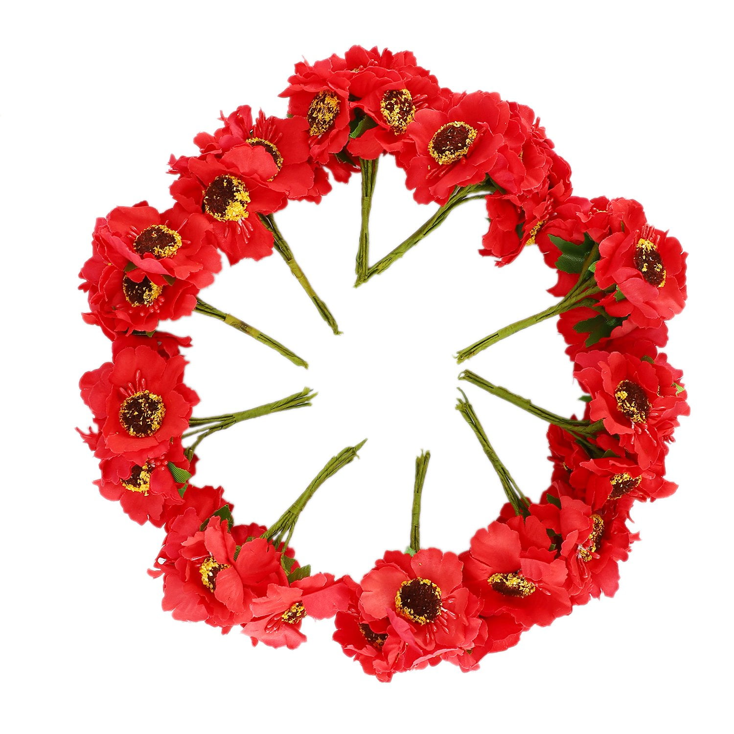 Artificial Red Poppy Wreath 25 cm 8 Flowers Decoration Poppies 