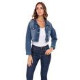 thumbnail image 3 of Womens Plus Size Button Closed Cropped Jean Jacket Stretch Ladies Denim Jacket Oversize Coat, 3 of 6