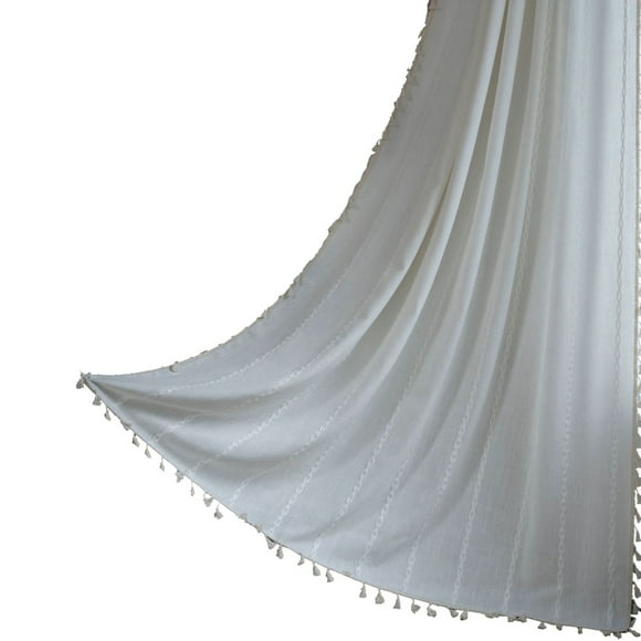 💥 Flash Deals! Faolaxy Blackout Curtains Home Champagne Boho Curtains for Bedroom Semi Linen Farmhouse Shabby Chic Tels Window Embroidery Drape for House Decor Rod Pocket 1 Panel,Home Decor
