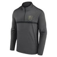 thumbnail image 2 of Men's Logo Athletic Heather Charcoal Vegas Golden Knights Head-to-Head Raglan Quarter-Zip Top, 2 of 3