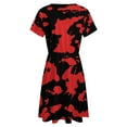 thumbnail image 5 of Red And Black Paint Splatter Short Sleeve Dress Women Summer Evening Dresses Ladies Sundress, 5 of 7