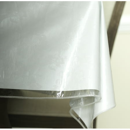 Ottomanson Heavy Duty Clear Plastic Tablecloth Table Cover Ottomanson Heavy Duty Clear Plastic Tablecloth Table Cover Protector White Sewn Edges Border 55 Round