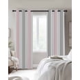 thumbnail image 3 of Pink Grey Striped Blackout Curtains 72 Inches Long for Bedroom, Geometric Vertical Stripes Minimalist Thermal Insulated Room Darkening Black Out Window Curtain Panels Grommet Drapes for Living Room, 3 of 8