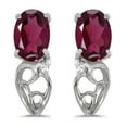 thumbnail image 1 of 14k White Gold Oval Rhodolite Garnet And Diamond Earrings, 1 of 2