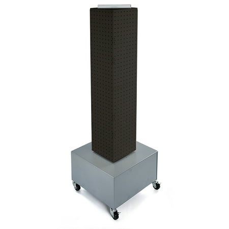 

Azar Displays 703386-BLK Black Four-Sided Pegboard Floor Display on Wheeled Metal Base. Spinner Rack Tower. Panel Size: 8 W x 40 H