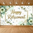 thumbnail image 3 of Gold Border Happy Retirement Banner Green Floral Retirement Party Banner Blue Gold Confetti Watercolor Celebration Banner for Retirement Party Indoor Event Photo Shoot, 3 of 9
