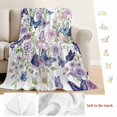 thumbnail image 5 of Pink Flowers Blanket Soft Cozy Warm Twin Blanket for Bed, Plush Fuzzy Flannel Fleece Blankets for Sofa, Spring Floral Purple Butterflies Watercolor Throw Blankets for Couch, Gifts for Men, 60"x80", 5 of 9