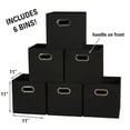 thumbnail image 2 of Household Essentials Fabric Storage Bins 6 Piece Set, Strong Poly-Woven Fabric, Sturdy Chipboard Sides, Grommet Front Handle, Stackable and Foldable, Classic Design, Black, 2 of 7