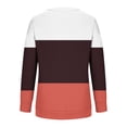 thumbnail image 4 of JUUYY Color Block Sweatshirts for Women Trendy Long Sleeve Striped Printed Crew Neck Graphic Shirts Loose Oversized Relaxed Fit Cotton T-Shirt Tops Wine M, 4 of 5