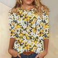 thumbnail image 2 of CYMMPU Bee Pattern 3/4 Sleeve Round Neck Loose Fit Summer Trendy Shirts Blouses for Women Dressy Casual Spring Tunic Tops Lightweight Basic Tees M, 2 of 5