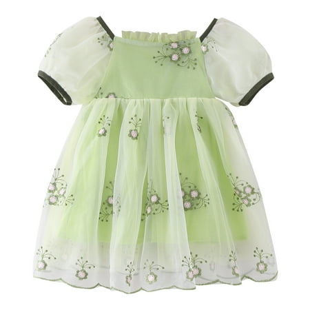 

Rovga Toddler Girl Dress Clothes Short Sleeve Bowknot Floral Embroidery Tulle Ruffles Princess Dresss Dance Party Dresses Clothes