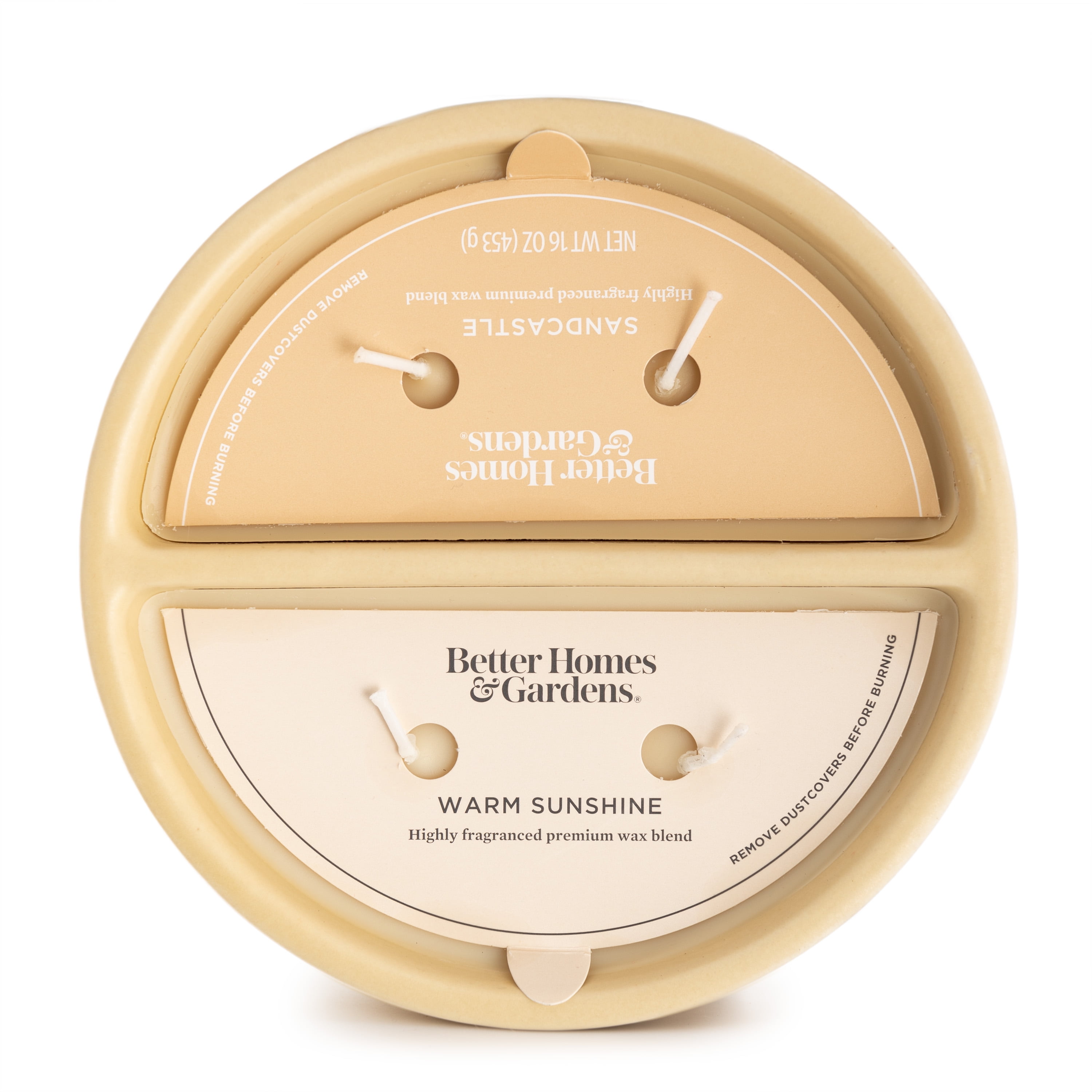 Better Homes & Gardens 16oz Sandcastle & Warm Sunshine Duo Scented Ceramic Dish Candle