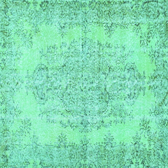 Ahgly Company Indoor Square Persian Turquoise Blue Traditional Area Rugs, 7' Square