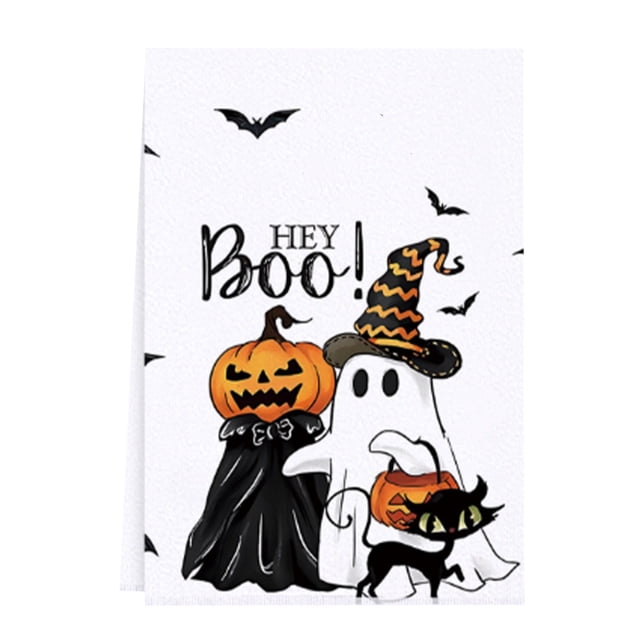 Kitchen Towel Set - Absorbent Microfiber Towels for Home Use Ideal for Drying Dishes and Bat Pumpkin Design Kitchen 2PCS