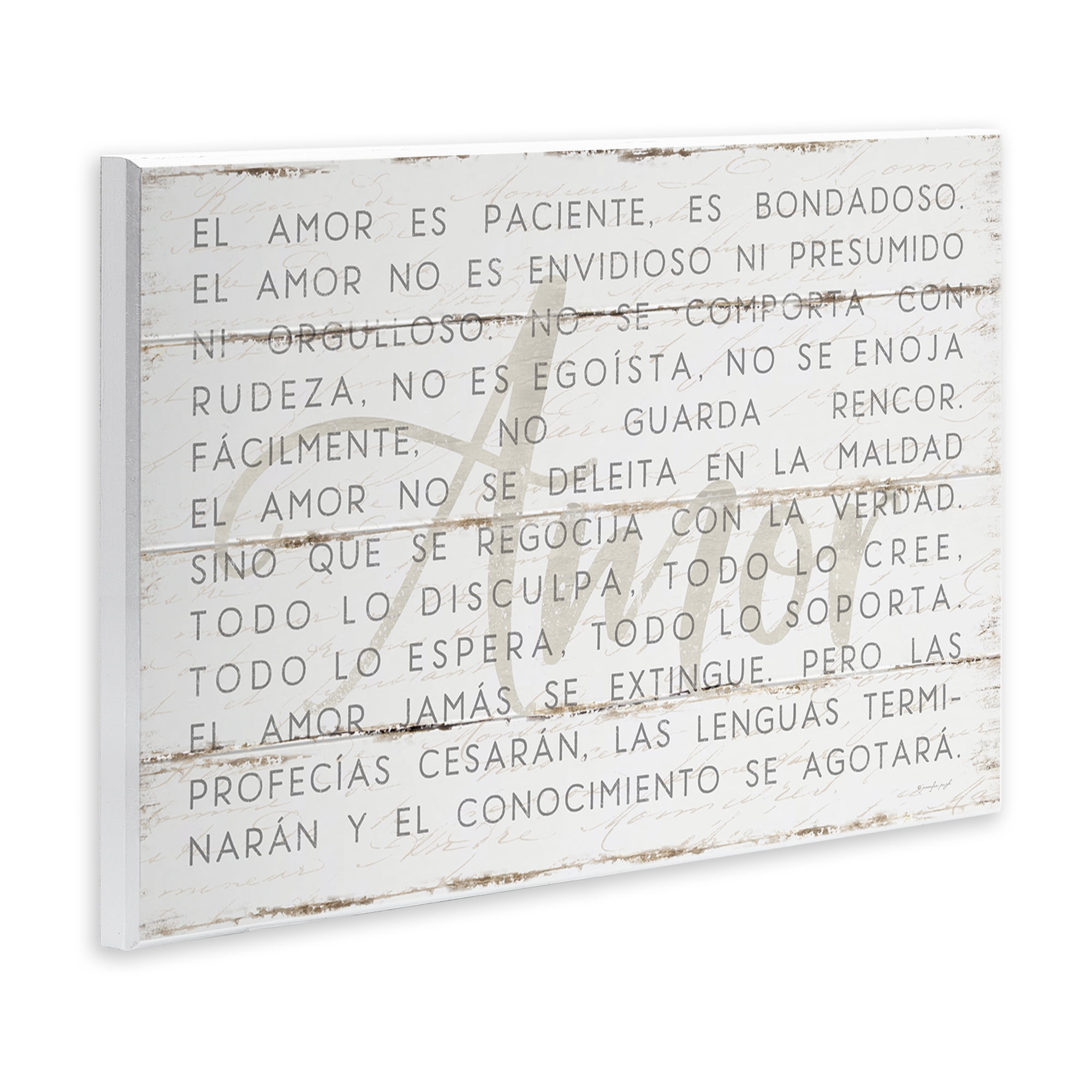 Stupell Industries Amor es Paciente y Bondadoso Inspirational Quotes & Sayings Painting Unframed Art Print Wall Art, 15 x 10