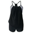thumbnail image 3 of GEWSEY Tankini Swimsuits for Women Two Piece Tummy Control Bathing Suits Blouson Tankini Top with Sporty Boy Shorts Black, XXL, 3 of 6