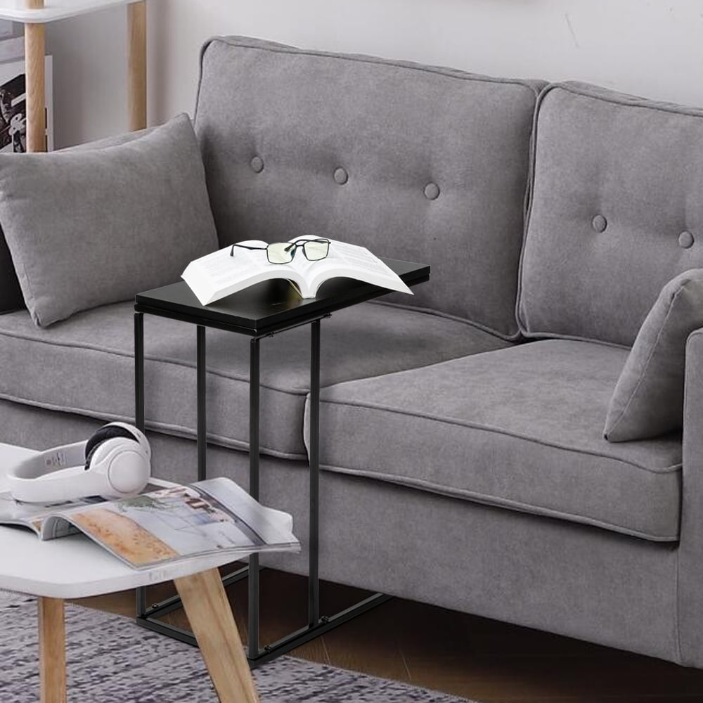 Lowestbest Side Table, Avenue Sofa Table, End Table for Living Room, Mobile Snack Table for Coffee Laptop Tablet, Industrial C Table Next to Sofa Couch, Baldrick Console Table, Black