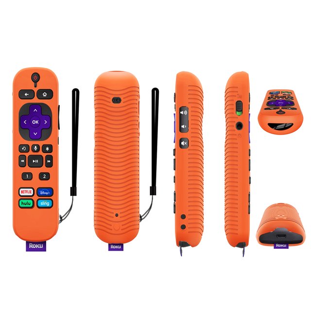Silicone Protective Case for TCL Roku Voice Remote Pro TV Removable Remote Control Cover Dustproof Shockproof Protector Shell Orange