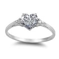 thumbnail image 2 of Women's Heart Shaped Ring with Zircon Inlaid Silver Plated Copper Fashion Jewelry Holiday Gift for Her Individually, 2 of 2