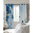 thumbnail image 4 of Blue White Floral Blackout Curtains for Bedroom Living Room Darkening Curtains 54 Inch Long Ombre Tulips Modern Art Spring Short Curtain for Small Window Treatment Insulated Grommet Drapes 52"x54"x2, 4 of 9