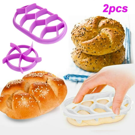 

2PCS Dough Press Mold Set Baking Bread Rolls Mold Plastic Pastry Cutters